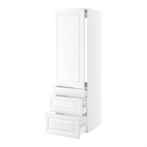 Kitchn Højskab til integreret køl nichemål 1232x567 mm. m/1 låge uden hængselsboring H:1244 og 3 skuffer H:316, 252 og 124 H:1952 D:580 B:600
