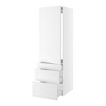 Kitchn Højskab til integreret køl nichemål 1232x567 mm. m/1 låge uden hængselsboring H:1244 og 3 skuffer H:316, 252 og 124 H:1952 D:580 B:600