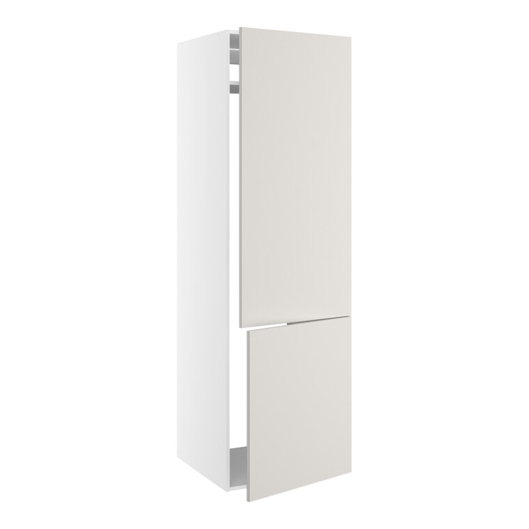 Højskab, t/integreret køl-frys med fladhængsler, 700mm låge, 1244mm låge øverst, u/hængselsboring, 1 konstruktionshylde, u/bagbeklædning. H:1952 B:600 D:580