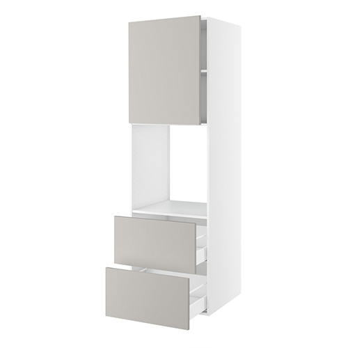 Højskab, t/ovn og micro, 700mm låge, 2 skuffer H:316mm, hul: 592mm. H:1952 B:600 D:580