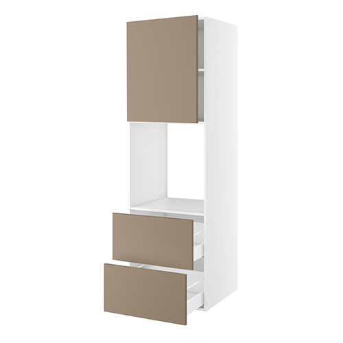 Højskab, t/ovn og micro, 700mm låge, 2 skuffer H:316mm, hul: 592mm. H:1952 B:600 D:580