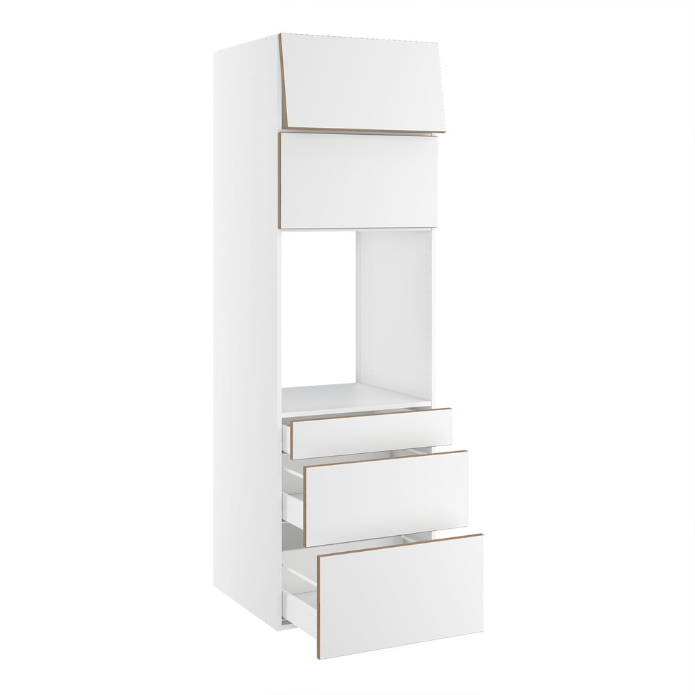 Højskab til ovn nichemål 592x567 mm. m/3 skuffer H:316, 252 og 124, 2 toplåger H:316 H:1952 D:580 B:600