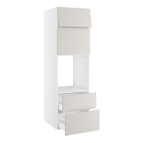 Højskab, t/ovn og micro, 444mm lift door, 316mm toplåge, 2 skuffer H:252/316mm, hul: 592mm. H:1952 B:600 D:580