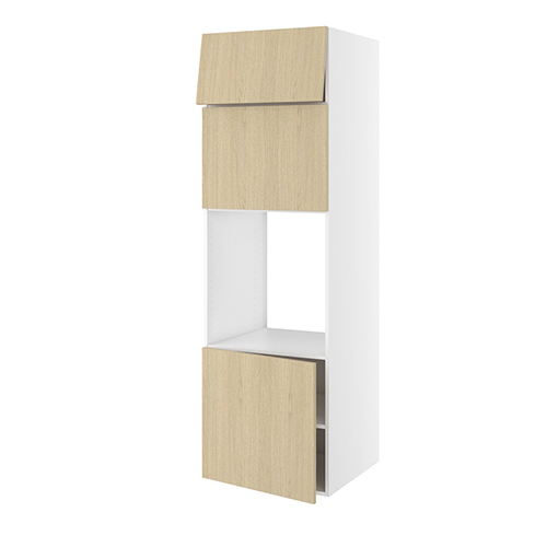 Højskab, t/ovn og micro, 572mm låge, 444mm lift door, 316mm toplåge, hul: 592mm. H:1952 B:600 D:580