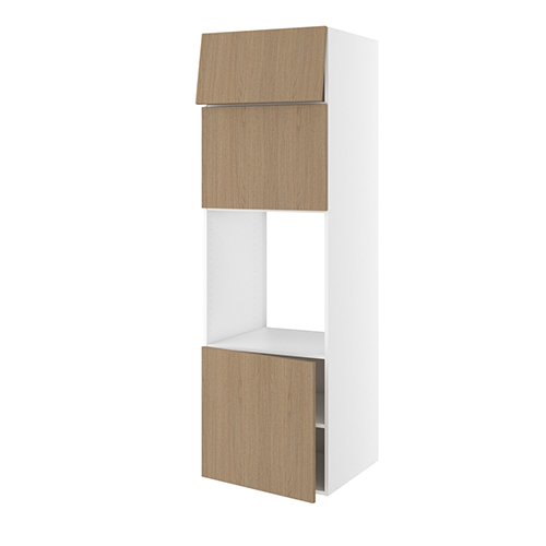 Højskab, t/ovn og micro, 572mm låge, 444mm lift door, 316mm toplåge, hul: 592mm. H:1952 B:600 D:580