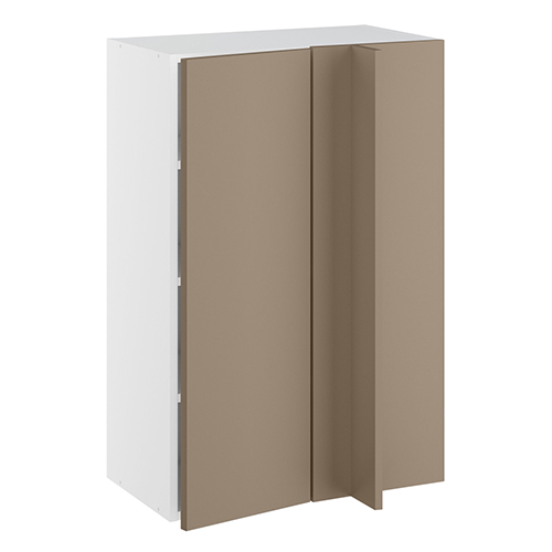 Hjørneindstiksoverskab, 296mm låge, blændplade 340mm, 3 hylder (min. 640mm fra væg). H:896 B:600 D:320