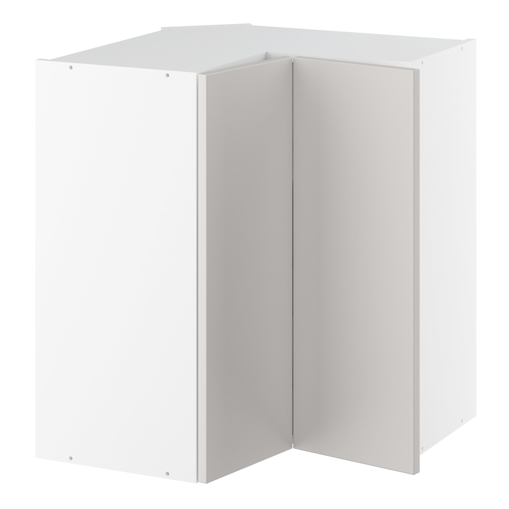 Vinkeloverskab, m/knæklåge (2 stk. B:256mm.), 2 hylder. H:704 B:600 D:320