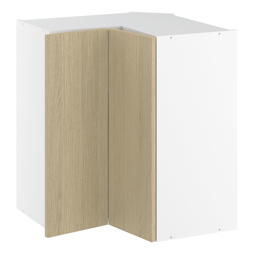 Vinkeloverskab, m/knæklåge (2 stk. B:256mm.), 2 hylder. H:704 B:600 D:320