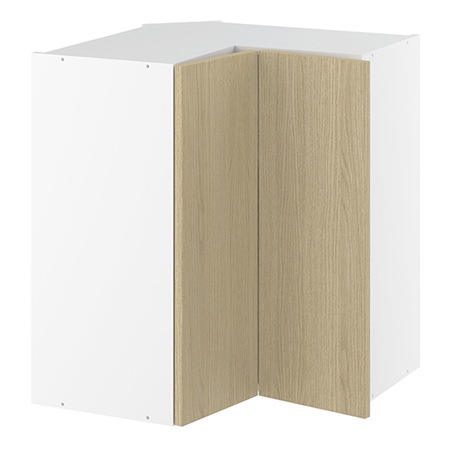 Vinkeloverskab, m/knæklåge (2 stk. B:256mm.), 2 hylder. H:704 B:600 D:320