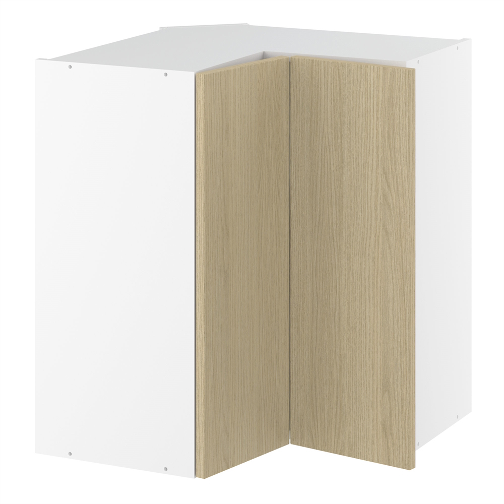 Vinkeloverskab, m/knæklåge (2 stk. B:256mm.), 2 hylder. H:704 B:600 D:320