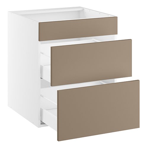 Underskab t/kogeplade, m/metalsarg, blændfront 124mm, 2 skuffer D:500. H:704 B:800 D:580