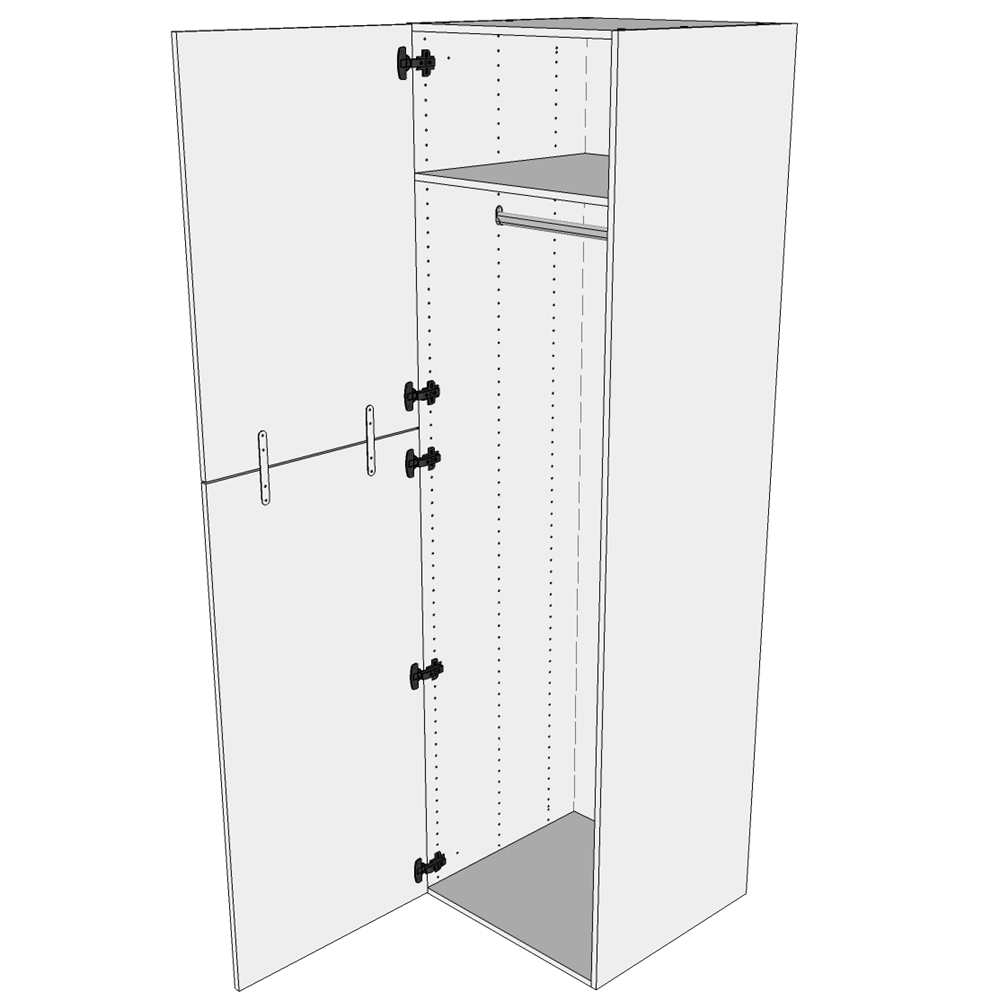 Multi-Living Ekstra højt bøjleskab  i Wien H: 214,4 cm D: 60,0 cm - 2-delt låge inklusiv 1 hylde samt 1 oval bøjlestang - Bredde: 40 cm