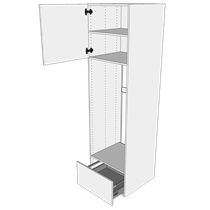 Ekstra højt indbygningsskab til køl H: 214,4 cm D: 60,0 cm - Toplåge og skuffe deludtræk/softluk
