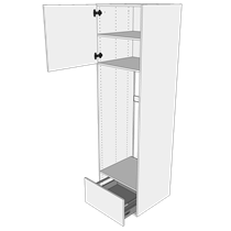 Multi-Living Køkken ekstra højt indbygningsskab til køl  i Wien H: 214,4 cm D: 60,0 cm - Toplåge og skuffe fuldudtræk/softluk - Bredde: 60 cm