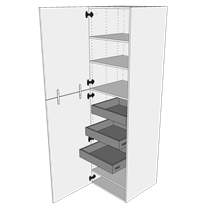 Multi-Living Køkken ekstra højt linnedskab  i Wien H: 214,4 cm D: 60,0 cm - Inklusiv 4 hylder samt 3 bakker. - Bredde: 40 cm