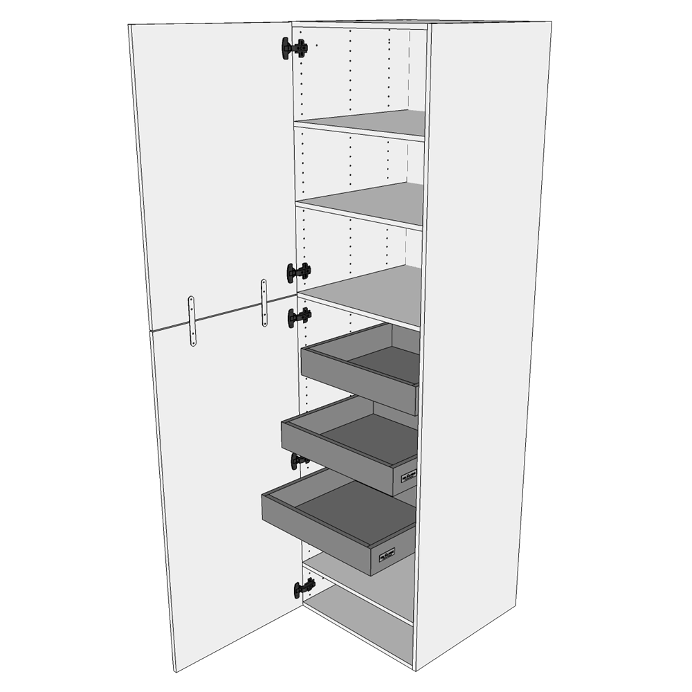 Billede af Multi-Living Køkken ekstra højt linnedskab  i Wien H: 214,4 cm D: 60,0 cm - Inklusiv 4 hylder samt 3 bakker. - Bredde: 50 cm