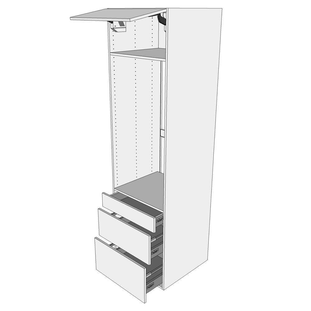 Multi-Living Køkken ekstra højt indbygningsskab til ovn  i Wien H: 214,4 cm D: 60,0 cm - 1 låge & 3 skuffer deludtræk/softluk - Bredde: 60 cm