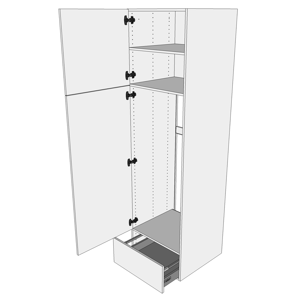 Multi-Living Køkken ekstra højt indbygningsskab til ovn  i Wien H: 214,4 cm D: 60,0 cm - 2 låger & 1 skuffe fuldudtræk/softluk - Bredde: 60 cm