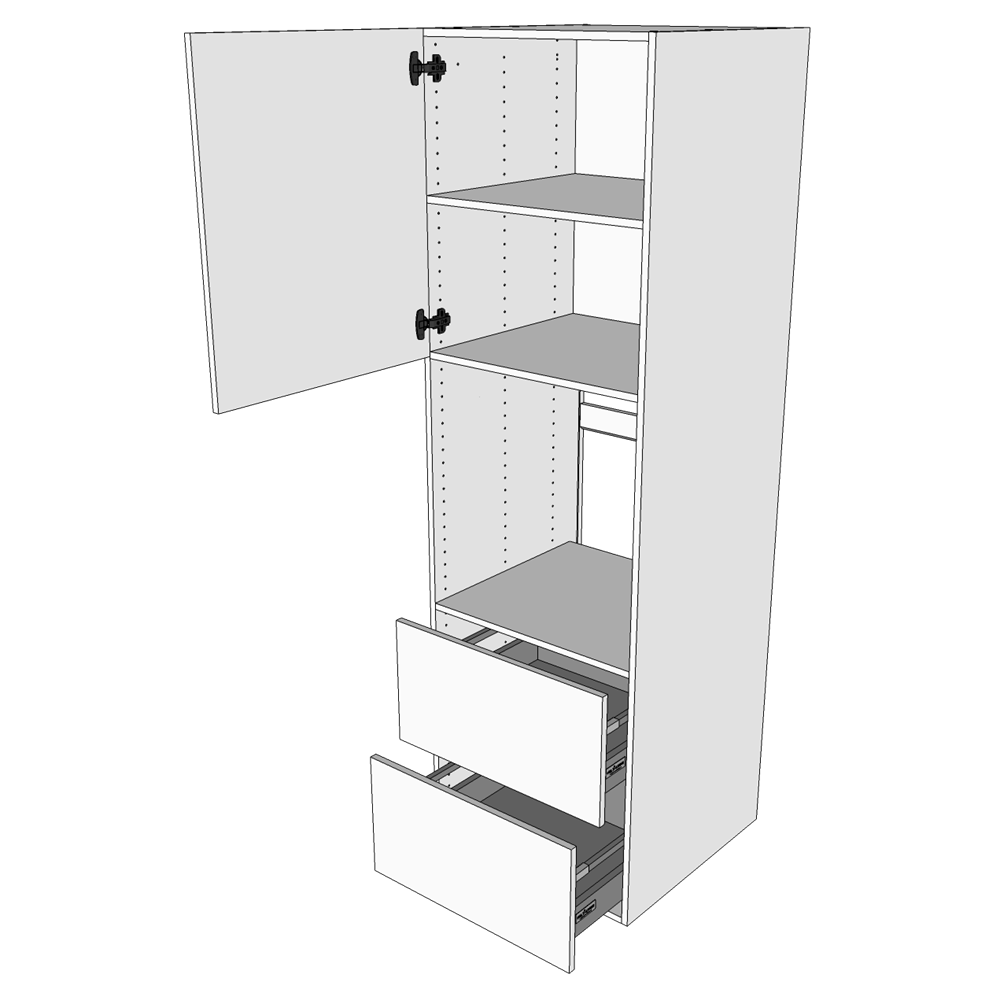 Multi-Living Køkken indbygningsskab i Wien til ovn H: 195,2 cm D: 60,0 cm - 2 skuffer deludtræk/softluk - Bredde: 60 cm