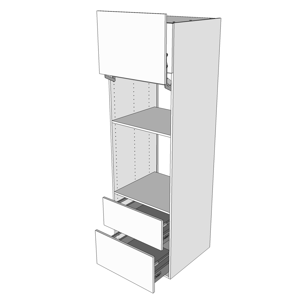 Multi-Living Køkken indbygningsskab i White/Oak Line til ovn/skjult micro H: 195,2 cm D: 60,0 cm - Deludtræk/softluk - Bredde: 60 cm