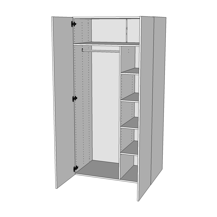 Multi-Living Combiskab i Wien H: 195,2 cm D: 60,0 cm - 2 låger inklusiv 4 hylde samt 1 oval bøjlestang. - Bredde: 100 cm