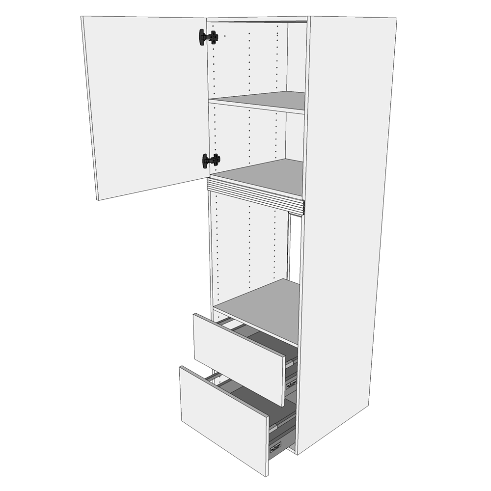 Multi-Living Køkken indbygningsskab i Wien til ovn H: 195,2 cm D: 60,0 cm - Deleudtræk/softluk - Bredde: 60 cm