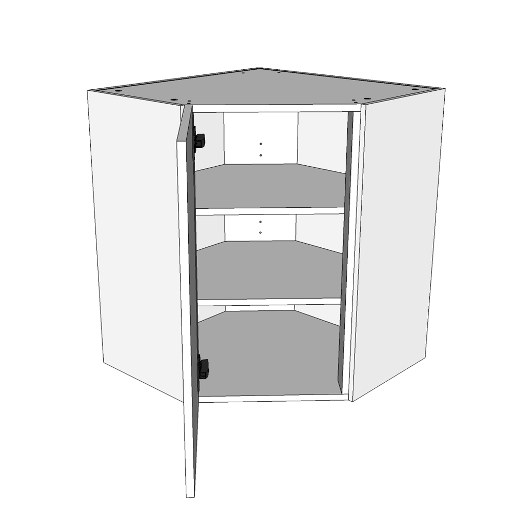 Billede af Diagonalt hjørneskab 60 cm med 2 hylder og låge