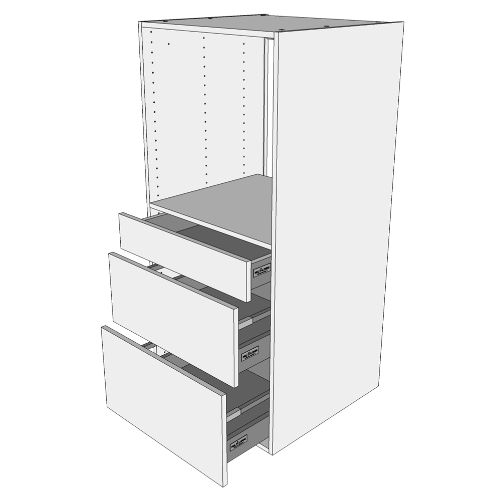 Multi-Living Køkken indbygningsskab i Wien til ovn H: 131,2 cm D: 60,0 cm - 3 skuffer fuldudtræk/softluk - Bredde: 60 cm