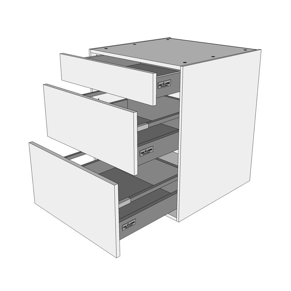 Billede af Multi-Living Køkken skuffeskab i Wien H: 70,4 cm D: 60,0 cm - 3 skuffer deludtræk/softluk - Bredde: 40 cm