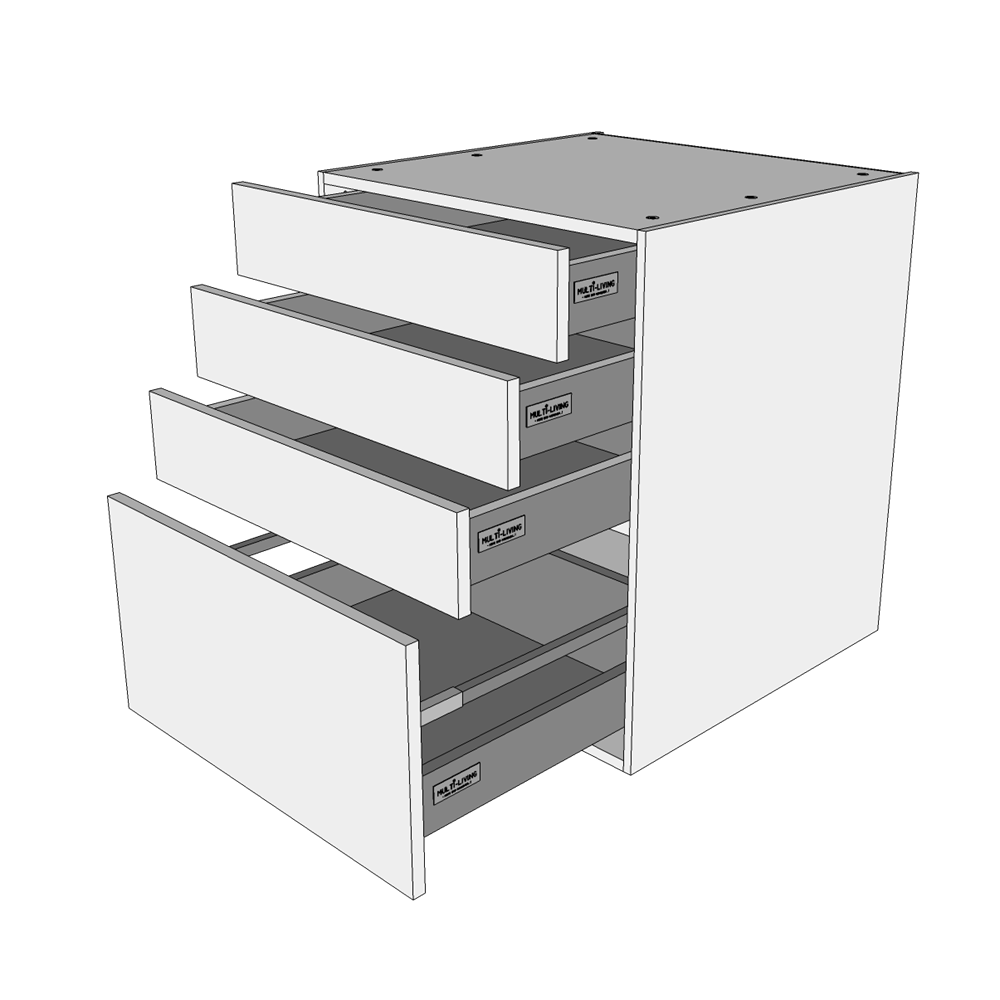 Billede af Multi-Living Køkken skuffeskab i Wien H: 70,4 cm D: 60,0 cm - 4 skuffer deludtræk/softluk - Bredde: 40 cm