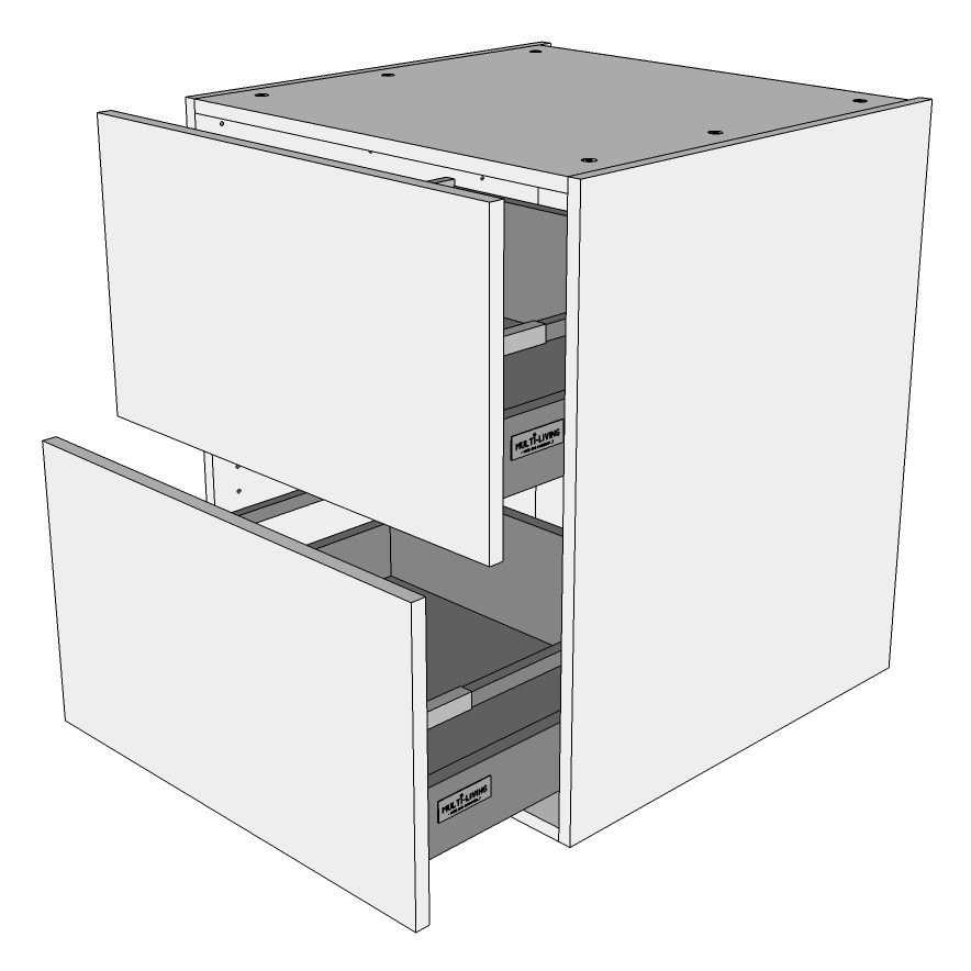 Multi-Living Køkken skuffeskab i Wien H: 70,4 cm D: 60,0 cm  - 2 skuffer fuldudtræk/softluk - Bredde: 80 cm