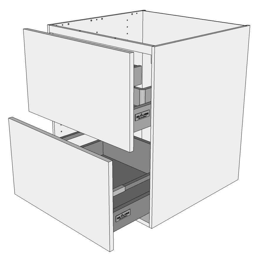 Multi-Living Køkken vaskeskab i Wien H: 70,4 cm D: 60,0 cm - 2 skuffer fuldudtræk/softluk - Bredde: 80 cm