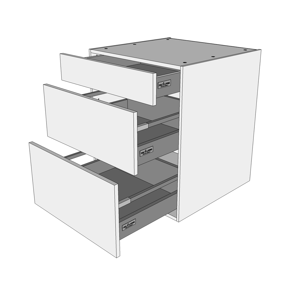 Multi-Living Køkken skuffeskab i Wien  H: 70,4 cm D: 60,0 cm - 3 skuffer fuldtudtræk/softluk - Bredde: 80 cm