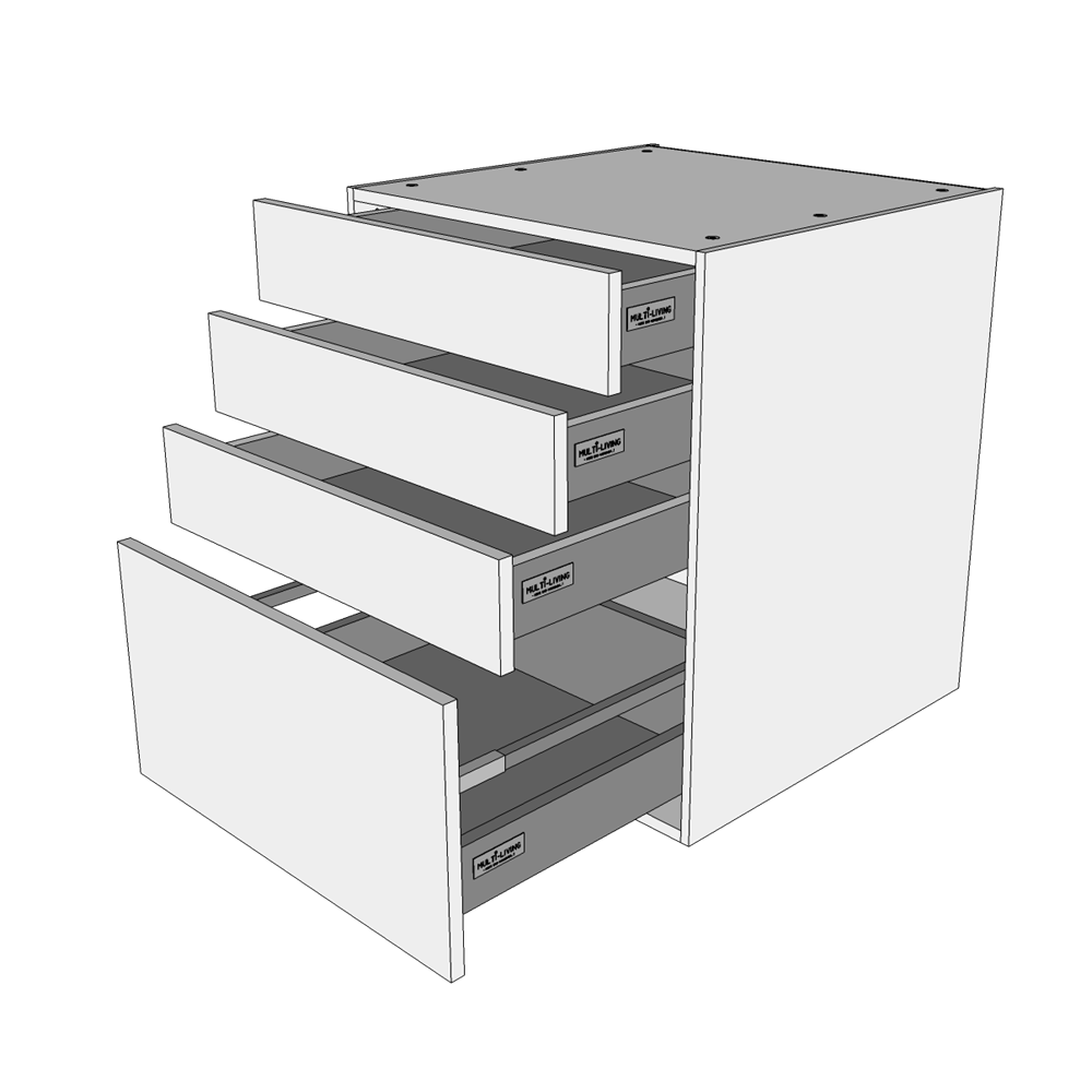 Multi-Living Køkken skuffeskab i Wien H: 70,4 cm D: 60,0 cm - 4 skuffer fuldtudtræk/softluk - Bredde: 40 cm